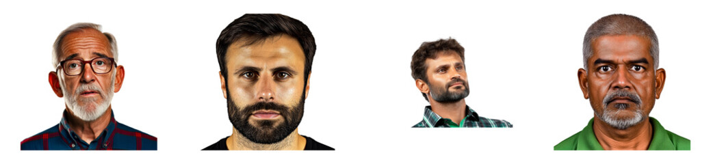 Obraz premium Four men display various facial expressions