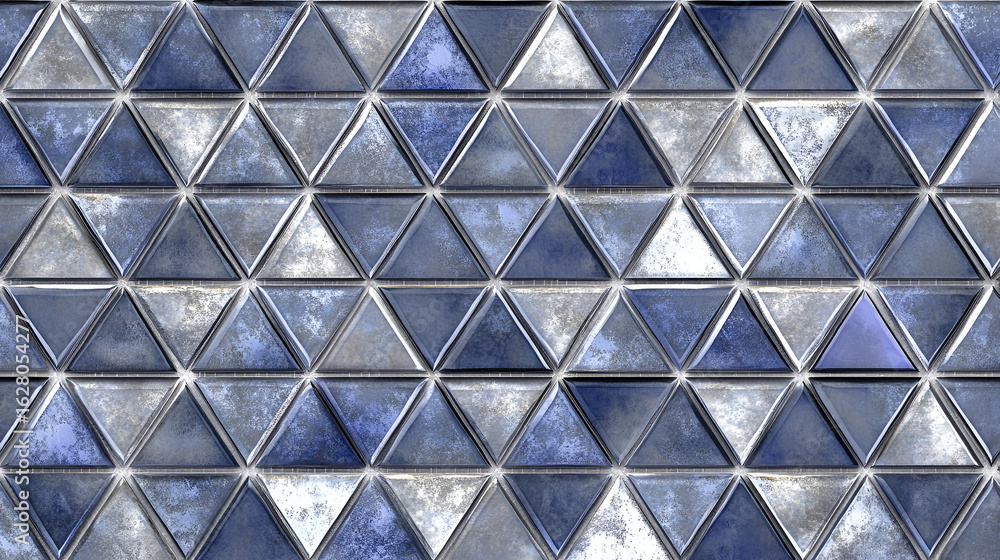 Aufkleber geometric arrangement of textured triangular tiles in shades of blue and gray creates a modern, dime