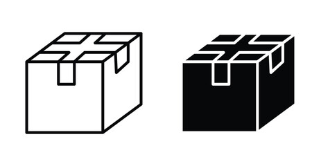 Box Vector Icon - Packaging Box Icon - Editable Stroke & Filled Icon