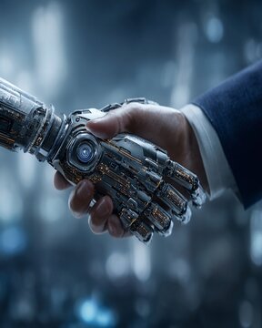 Stretta di mano tra mano robotica e mano umana