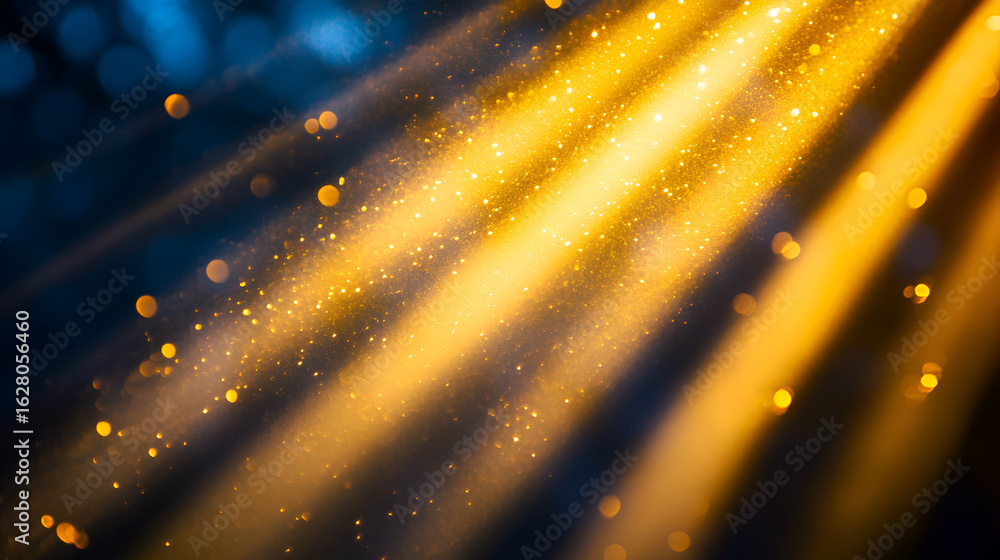 Aufkleber radiant golden light streams diagonally across a dark, textured , creating a magical and ethereal at