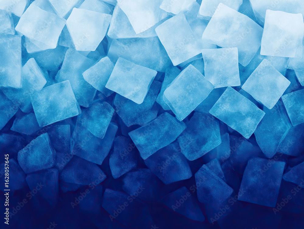 Aufkleber blue geometric ice cubes with frosty texture create refreshing and cool visual effect