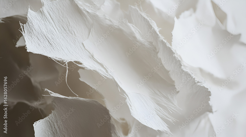 Poster a delicate arrangement of textured paper layers creates an abstract, ethereal composition with subtl