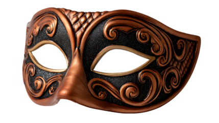 Ornate venetian masquerade mask isolated on transparent background