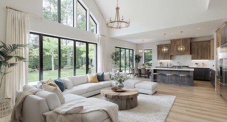 Modern Open Plan Living Room and Kitchen Interior Design