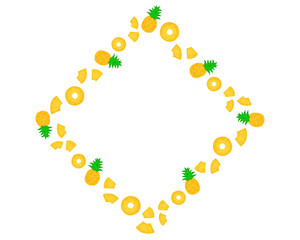 パイナップル 水彩 手描きイラスト フレーム 夏のチラシ・ポスター・Webデザインに使える装飾イラスト素材