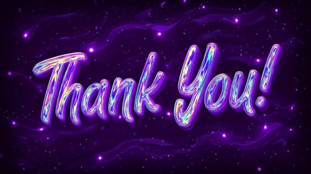 Purple Cosmic Background with “Thank You” Typography and Stars.