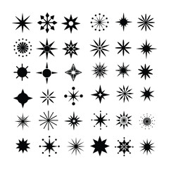 Christmas Black Starburst Icons Collection – Festive Silhouettes for Seasonal Designs