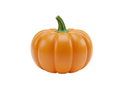 Orange pumpkin with green stem isolated on a transparent background autumn fall