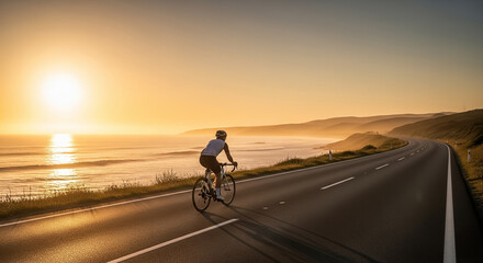 Obraz premium Peaceful Solo Ride at Golden Hour