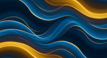 Abstract Blue and Gold Wave Wallpaper Design