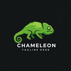 Chameleon Vector Logo Template on Black Background