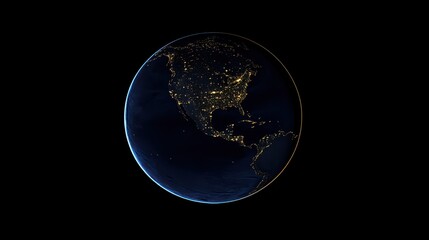 Glowing Earth floating in darkness, illuminated by city lights, realistic high-resolution space photography, detailed textures, sharp focus