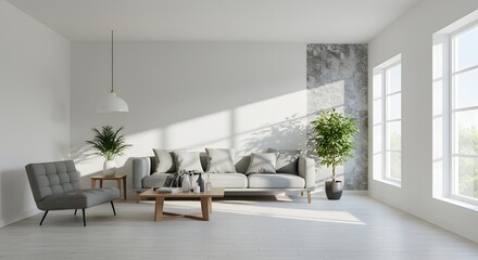 Clean Luxury Living Area Interior Design with Modern Minimalist Style