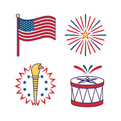 Independence Day Celebration Icon Set.