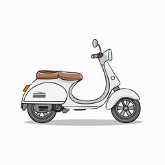 Obraz premium Stylized White Scooter Illustration with Brown Seat on a Clean White Background