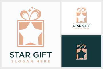 Star Gift Design Inspiration. Star Gift Symbol Logo Vector Template Design, Star Gift Design Logo Vector Illustration
