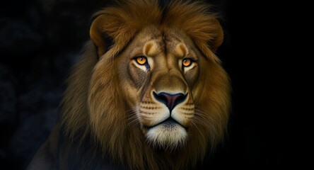 Fototapeta premium Close-up Portrait of a Majestic Lion's Face