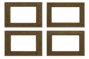 Four Ornate Celtic Knot Design Frames with Antique Gold Finish, Arranged in a Grid for Decorative Presentation