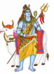 Fototapeta premium hand drawn digital art of lord shiva