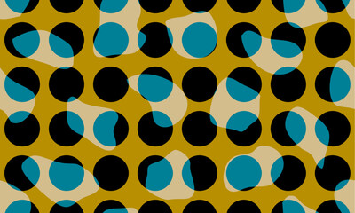 A classic polka dot pattern with evenly spaced dots and wavy shapes, creating a timeless and seamless design for fabrics