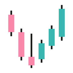 Candlestick chart used in stock and crypto trading to show market dynamics and price action. Modern vector illustration isolated on white background, flat design