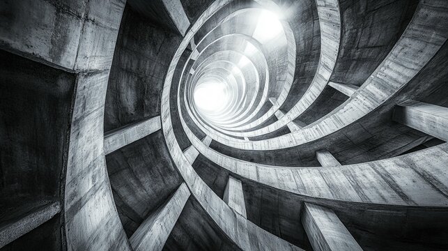 Spiral parking garage interior