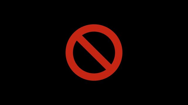 Prohibition Sign Animation with Four Line Thickness Variations. Red No Entry Icon in 4 Stroke Weights, Seamless Loop on Transparent Background, Alpha Channel for Motion Design, UI, Warning