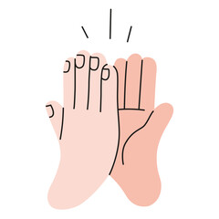 Two hands giving high five, symbolizing success, teamwork and celebration. Trendy modern vector illustration isolated on white background, hand drawn, flat design