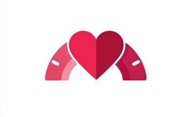 Obraz premium A stylized graphic of a heart surrounded by two curved shapes, representing love and connection, with a vibrant red color palette.