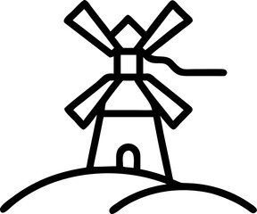 A picturesque vector illustration of a traditional windmill standing proudly on a rolling green hill under a clear sky perfect for rural themes
