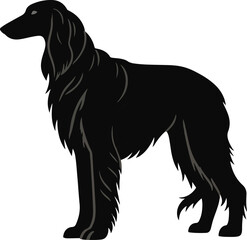 Elegant afghan hound silhouette illustration for graphic design projects