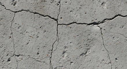 Obraz premium Weathered Gray Concrete with a Network of Deep Shadowed Fissures.