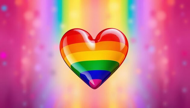 Rainbow heart on vibrant, colorful background celebrating LGBTQ+ Pride, celebration, rainbow heart - Powered by Adobe