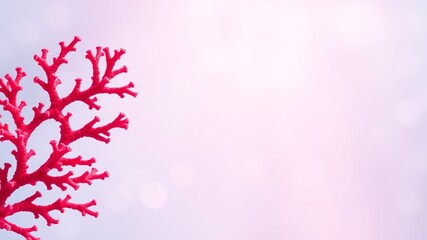 Obraz premium A vibrant pink coral branch isolated on a soft pastel background provides ample copy space for design projects and artistic endeavors.