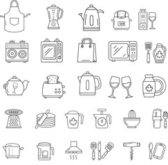 Kitchen appliance outline icons seamless pattern modern cooking utensils and equipment representing culinary art and domestic life in minimalist style