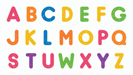 Colorful Hand-Drawn Alphabet: Playful, Bold, and Childlike Font for Kids' Designs.
