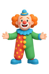 Fototapeta premium 3d A whimsical clown illustration with a colorful outfit and a joyful expression high quality realistic image