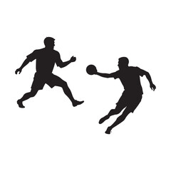 Soccer and football player silhouette and line art vector design.
