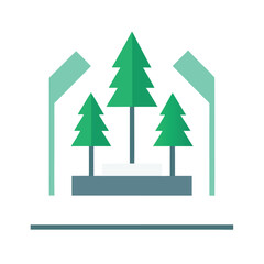 Obraz premium Christmas vector art of three green trees in a modern design isolated
