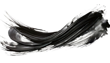 Bold black brushstroke on white background for artistic design and abstract concepts