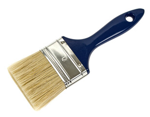 Paint brush painting paintbrush tool painter bristle blue handle art on transparent background