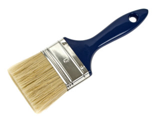 Paint brush painting paintbrush tool painter bristle blue handle art on transparent background