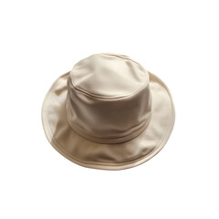 Elegant wide brimmed straw hat with decorative ribbon isolated on transparent background