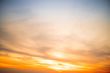 Beautiful , luxury soft gradient orange gold clouds and sunlight on the blue sky perfect for the background, take in evening,Twilight, Large size, high definition landscape photo