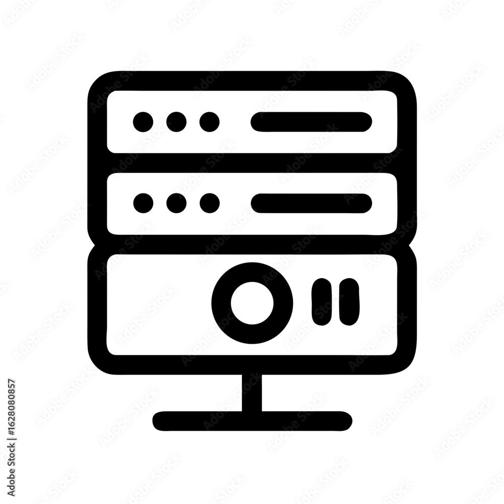 Aufkleber computer server icon in a clean outline style representing data storage and technology