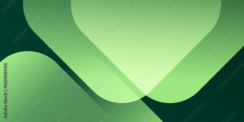 Poster green abstract background with glowing geometric lines. modern gradient rounded square lines pattern