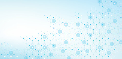 Molecular abstract structure and genetic engineering DNA. Healthcare and medicine background concept. Scientific research background. Wave flow. Innovation pattern. Vector illustration.