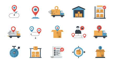 E-commerce delivery and logistics icons for modern business solutions