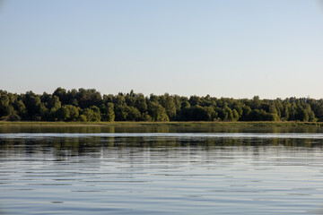 View of Kalix river, Kalixalven, outside of Kalix city on a summer da